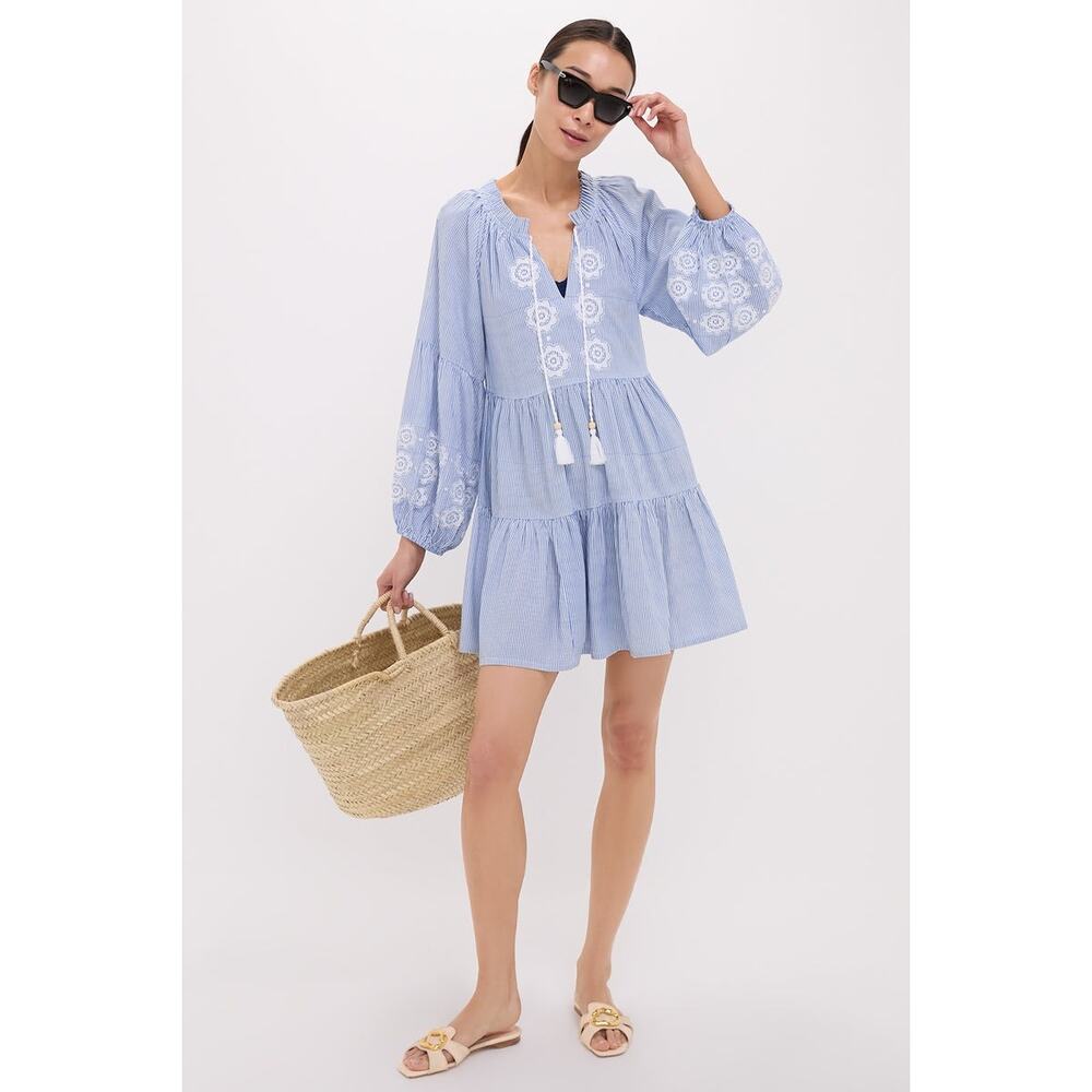 TUCKERNUCK BEACH Embroidered Nautical Stripe Sea Breeze Coverup Size L NWT - Picture 4 of 8